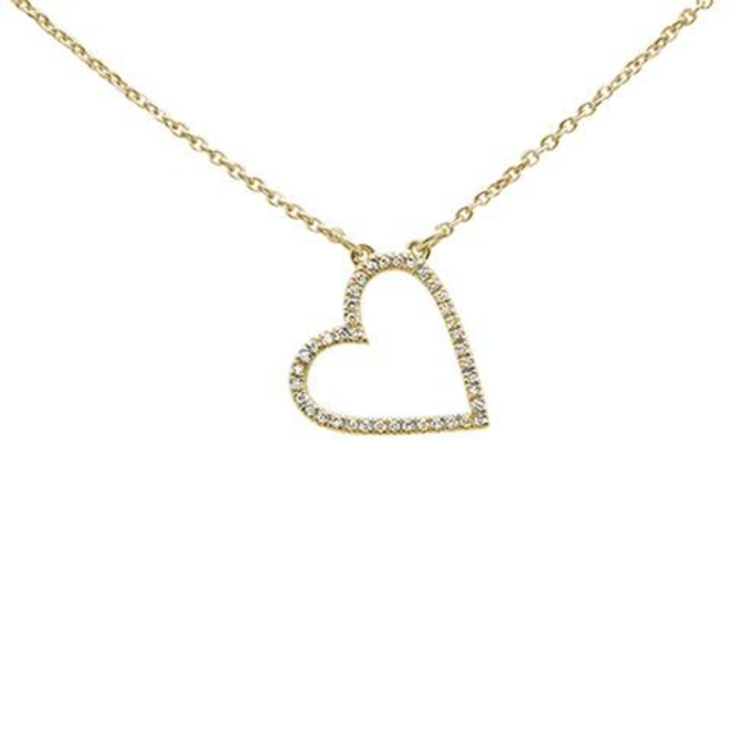 08ct 14kt Yellow Gold Trendy Sideways Heart Diamo